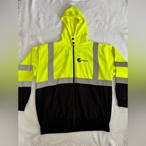 Pepsi Cola Neon Yellow Reflective Safety Hoodie Sweatshirt Mens XXL Preowned